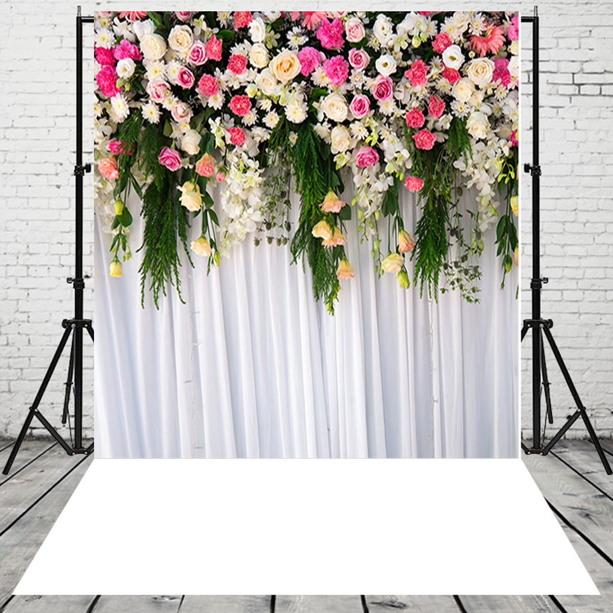 LFEEY 5x3ft Vinyl Happy Birthday Backdrop for Photography Green Plant Leaves Pink Flowers Natural and Fresh Photo Background Baby Shower Boy Girls Adults Kids Portrait Photography Decor Studio Props 