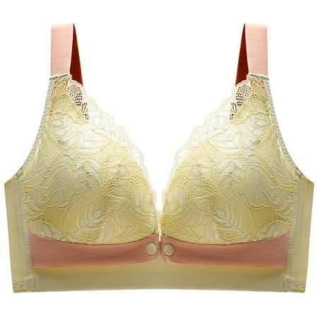 Sports Bras for Running Women Convertible Bra Feature V-Neck Balconette Bra Style W-66 Front Closure Closure Nursing Bra Yellow L