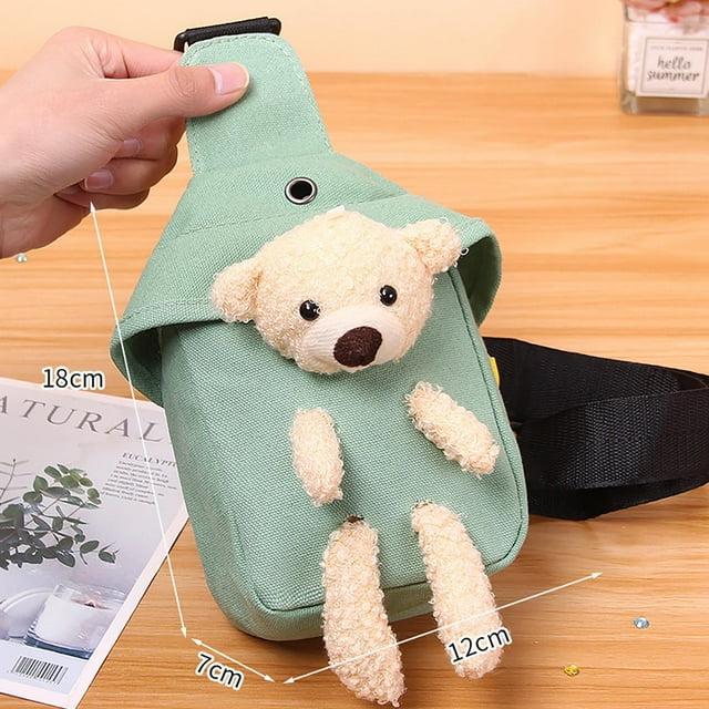 Amzcrzy Storage and Organization Storage Rack New Style Bear Canvas Bag Crossbody Bag Trendy Shoulder Bag Female Ins Cute Small Bag Home Storage Organization and Storage Storage Container