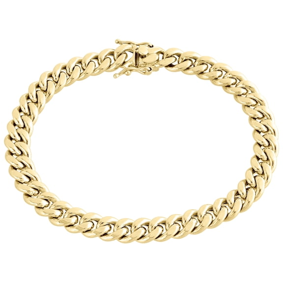 Real 10K Yellow Gold Hollow Miami Cuban Link Bracelet 8.50mm Box Clasp 9 Inch
