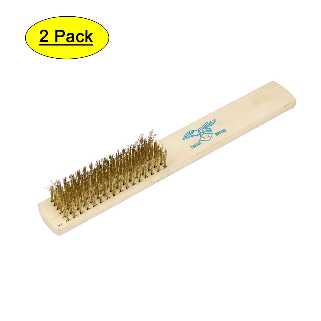 5 Pcs 6.9" Length White Plastic Handle Brass Bristle Wire Brush 