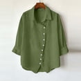 thumbnail image 4 of BXINGOHAI Button Down Shirts for Women Dress Shirts Cotton Long Sleeve Collared Blouse Work Business Casual Tops Army Green 2XL, 4 of 6