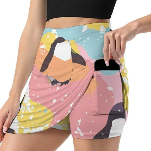 Cute Penguin Tennis Skirt, Short Skirt, Mini Summer Fitness Running Shorts with Pockets