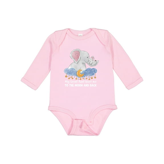 Inktastic My Great Aunt Loves me to the Moon and Back Elephant Family Boys or Girls Long Sleeve Baby Bodysuit