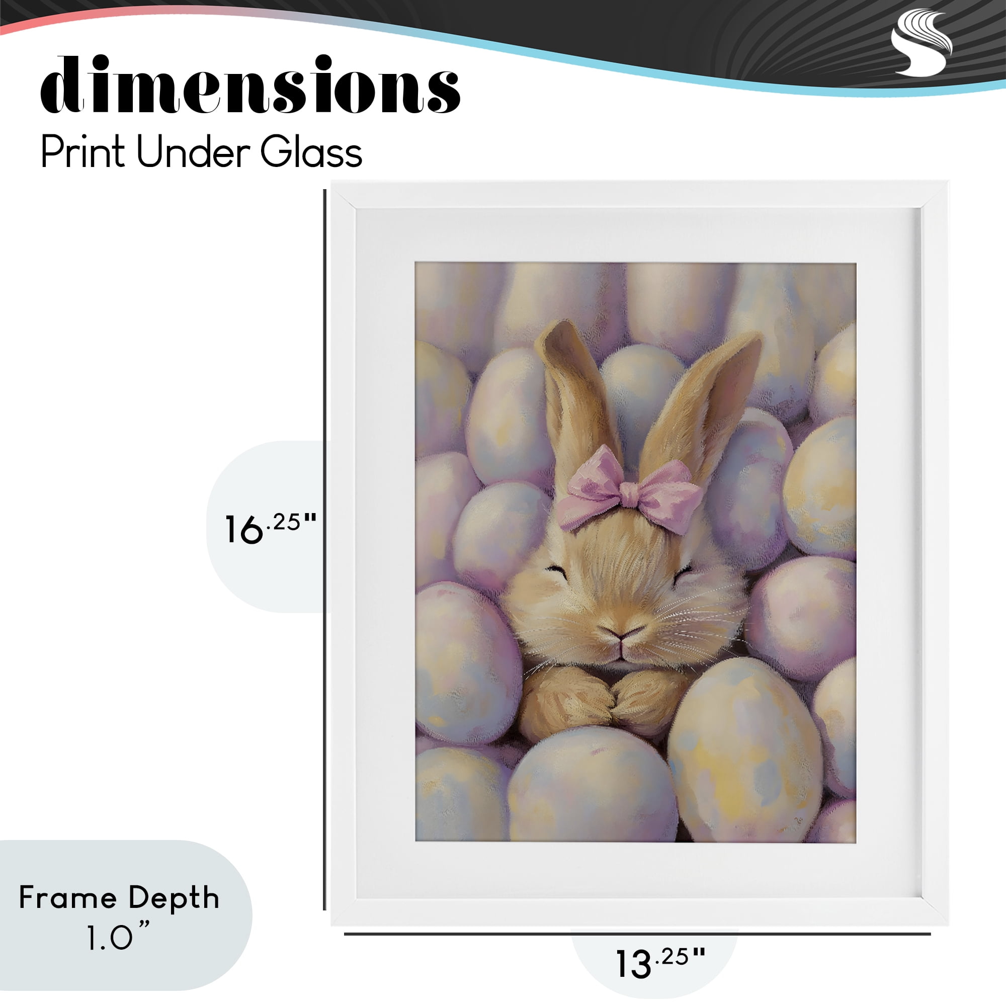 Stupell Industries Easter Bunny Nestled in Eggs White Framed Print Under Glass, design by The Prints Vibe