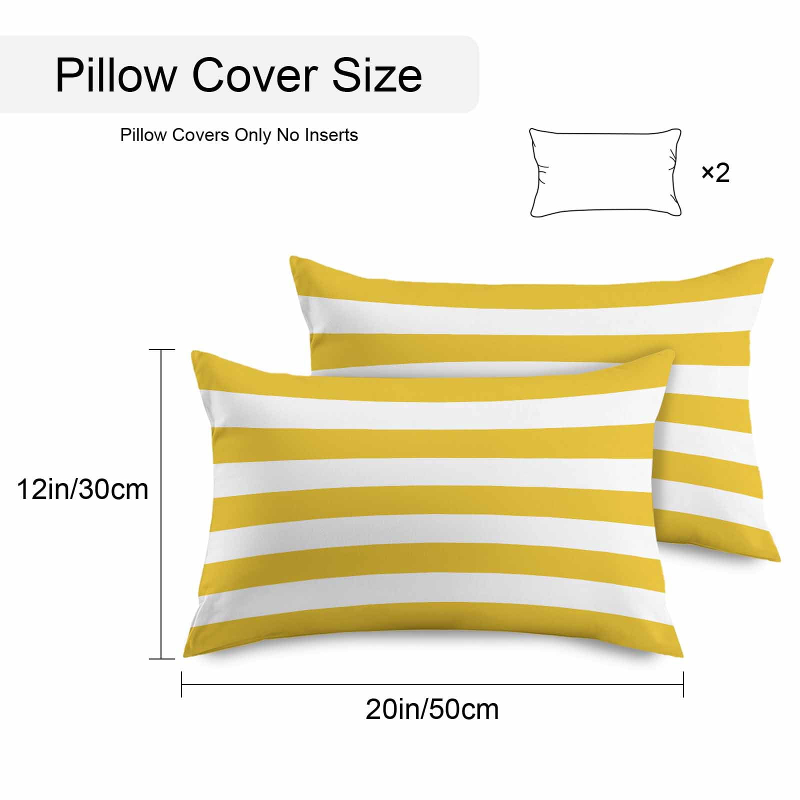 Outdoor Waterproof Throw Pillow Covers Set of 2 Yellow White Stripe Decorative Pillowcases Lumbar Outdoor Pillows Cushion Case 20x12 Inch Simple Style Striped Patio Pillows for Couch Sofa Bed Garden