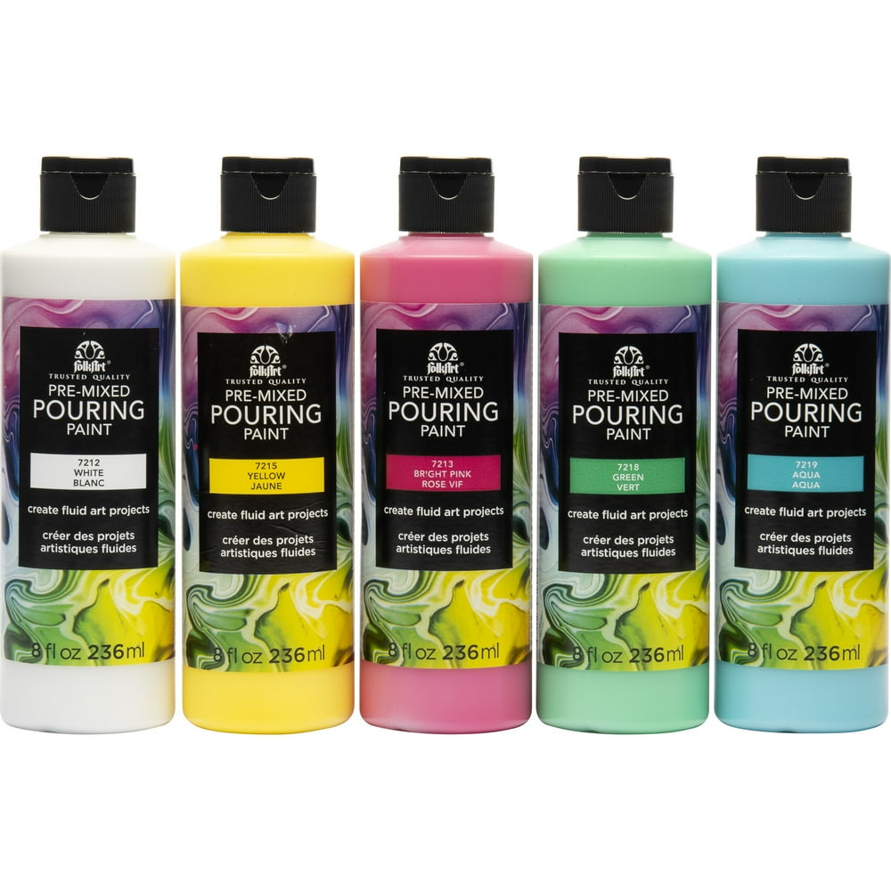FolkArt 13410 PreMixed Pouring Acrylic Paint Set, Set of 5 Walmart