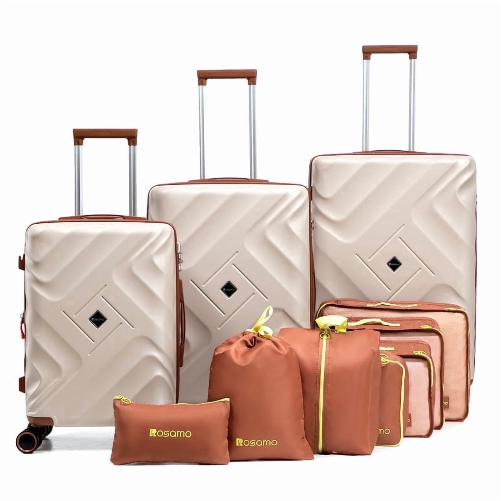Rosamo 10 Piece Luggage Set, Expandable ABS Hardshell Luggage, Travel Suitcase Eet With Rotating Wheels And TSA Lock