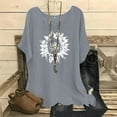 thumbnail image 2 of Luxalzxs Linen Tops for Women Casual Sunflower Print Round Neck Short Sleeve Tunic Comfy Soft Loose Blouse Summer Tops, 2 of 3