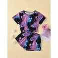 thumbnail image 3 of Emmababy Kids Girls Tie-Dye 2 Pieces Short Sets Short Sleeve Pullover Shorts with Pockets Summer Outfit Set, 3 of 6