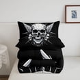 thumbnail image 5 of Homewish Gothic Halloween Skull Full Size Comforter Sets,3D Skeleton Pattern Bedding Comforter Set,Black White,Black Reversible,3pcs,1 Comforter and 2 Pillowcases, 5 of 7
