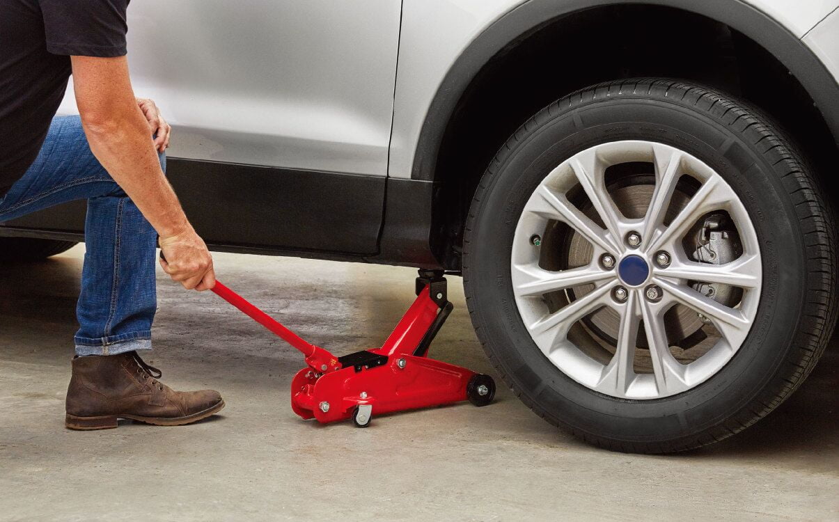 Hyper Tough 2 Ton Red Hydraulic Trolley Jack for Vehicle Lifting