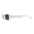 thumbnail image 3 of Womens Thin Narrow Rectangular Mod Sunglasses White Black, 3 of 4