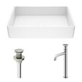 thumbnail image 4 of VIGO Matte Stone Magnolia Composite Rectangular Vessel Bathroom Sink in White with Faucet and Pop-Up Drain in Brushed Nickel-VGT2059, 4 of 14