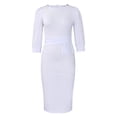 thumbnail image 3 of MORTTIC Women's Crew Neck Bodycon Pencil Dress with Peplum, 3/4 Sleeve Office Wear to Work Dress White，M, 3 of 16