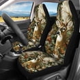 thumbnail image 3 of Pzuqiu Car Seat Covers Set Auto Decor Polyester, Compatible with Automotive Seat SUV Seats, for Cars Truck, Deer and Maple Leaf Pattern Design, 3 of 10