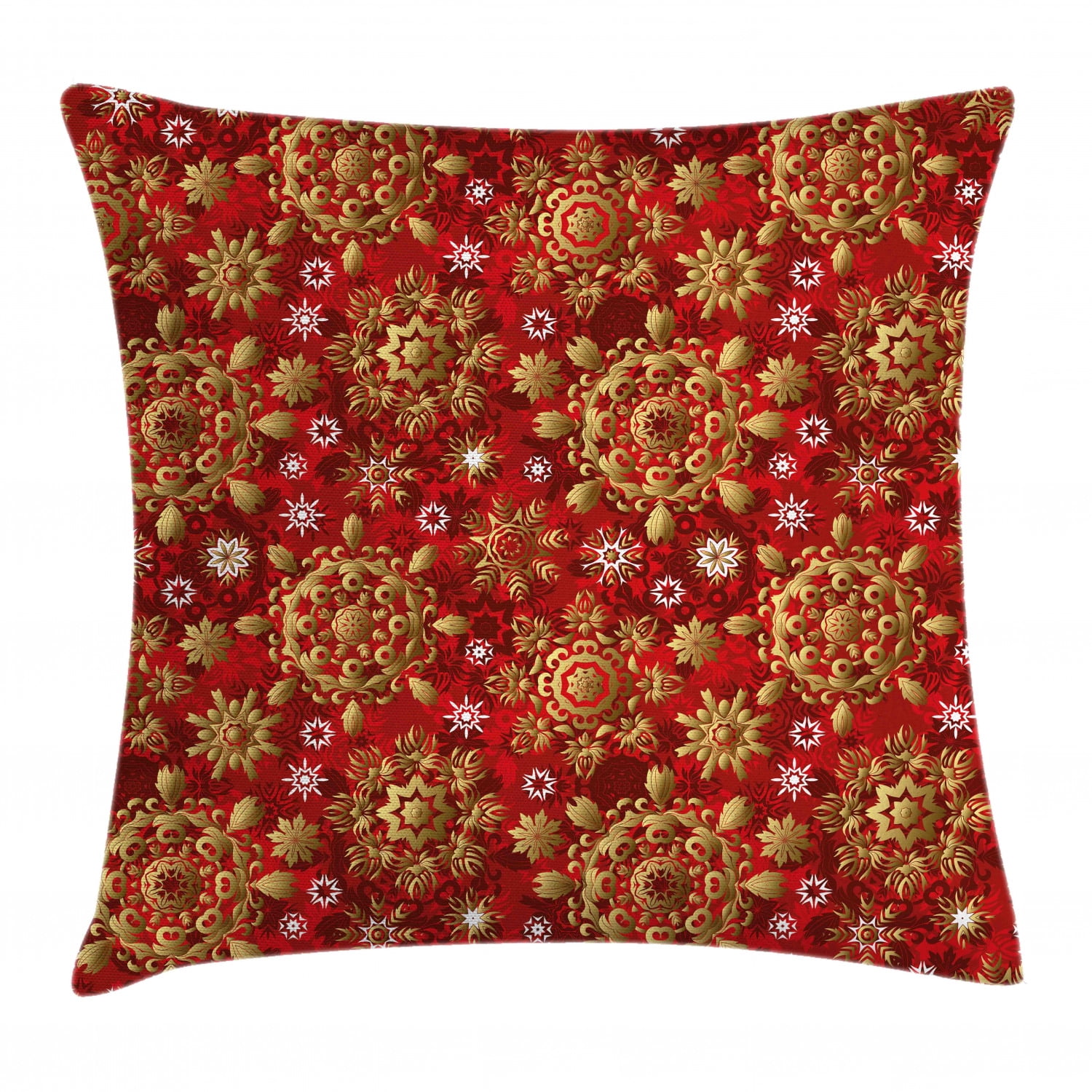 Red Mandala Throw Pillow Cushion Cover, Christmas New Year Ornaments