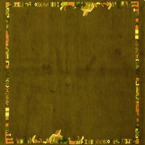 Ahgly Company Indoor Square Abstract Yellow Modern Area Rugs, 5' Square