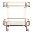thumbnail image 6 of SAFAVIEH Silva 2 Tier Modern Glam Octagon Bar Cart with Casters, Rose Gold, 6 of 8