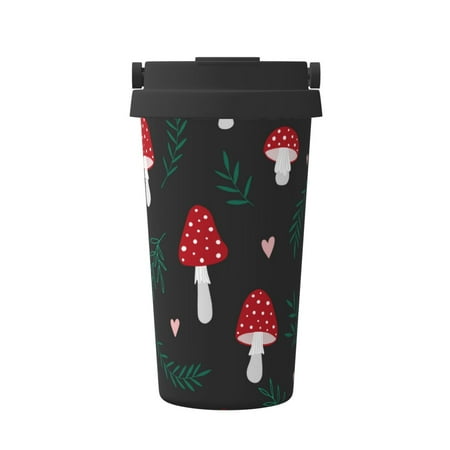 

Uemuo Amanita Mushroom Print Carry Insulated Coffee Mug Travel Mug with Hidden Handle Insulated Coffee Flask Leak-proof Travel Mug Insulated Mug for Office