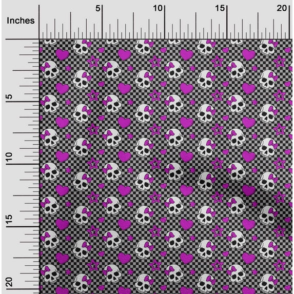 oneOone Cotton Poplin Twill Purple Fabric Skull Fabric For Sewing Printed Craft Fabric By The Yard 56 Inch Wide