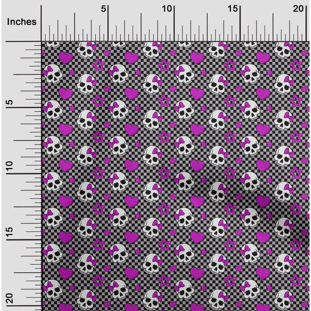 oneOone Cotton Poplin Purple Fabric Skull Sewing Craft Projects Fabric Prints By Yard 56 Inch Wide