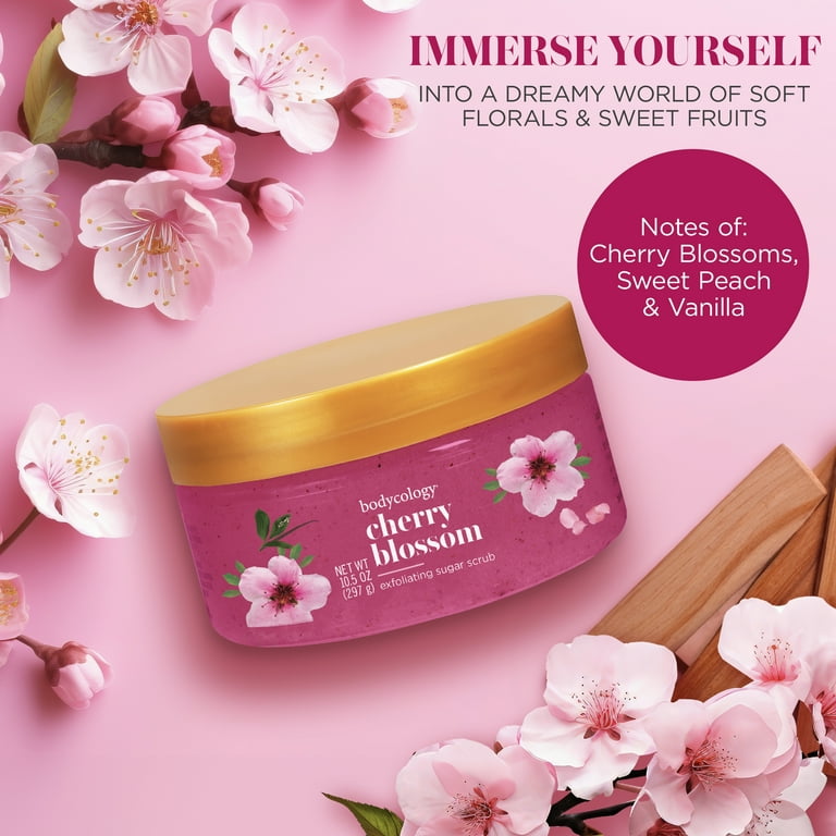Bodycology Exfoliating Sugar Scrub, Cherry Blossom, 10.5 oz
