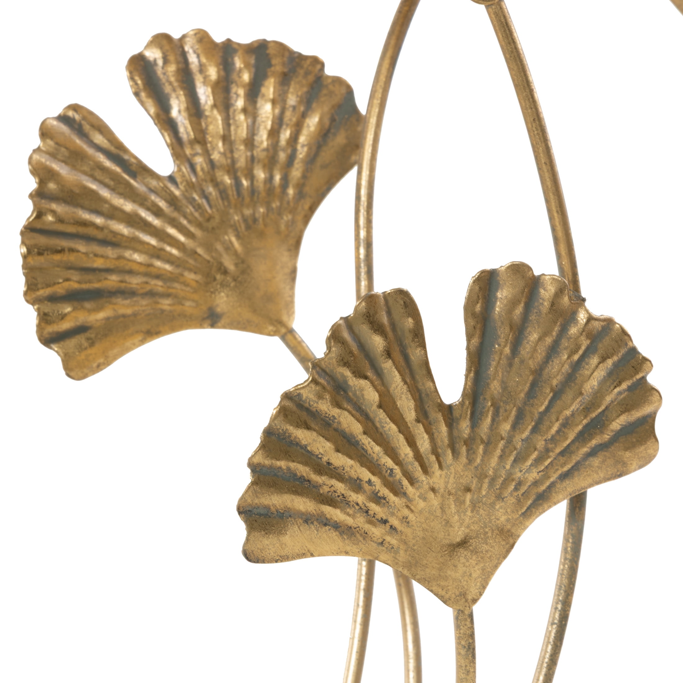18" x 22" Gold Metal Curved Floral Sculpture, by DecMode