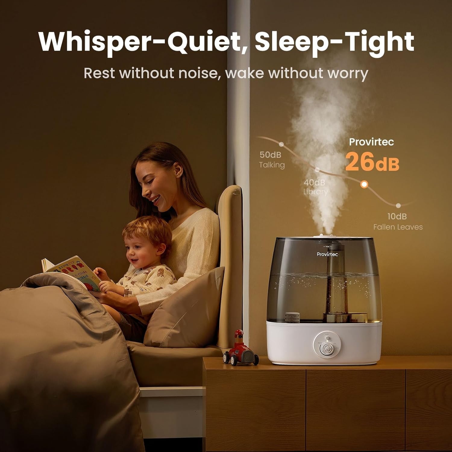 6.5L Stay Clean Humidifier for Large Room, Top Fill Design, Ultra Quiet 65H Runtime, Cool Mist Ultrasonic for Bedroom Home Plants