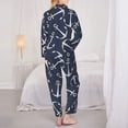 thumbnail image 3 of Pajama Sets for Women 2 Pcs, silver anchor navyblue Button Down Long Sleeve Sleepwear Lounge PJ Sets, 3 of 6