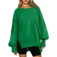 thumbnail image 6 of OBEEII Womens Tops Oversized Crewneck Sweatshirts Solid Color Long Sleeve Pullover Tops Loose Fit Athletic Tracksuit, 6 of 6