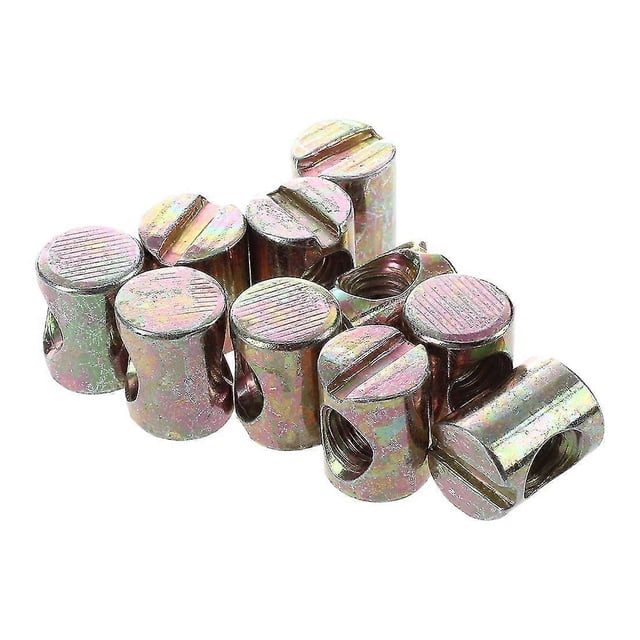10pcs M6 Barrel Bolts Cross Dowel Slotted Furniture Nut Compatible Beds Crib Chairs