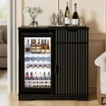 thumbnail image 3 of BROTTAR Mini Fridge Cabinet (Included), Fluted Coffee Bar Cabinet with Refrigerator, Pull Out Drawer & Storage Cabinets, 31.5" Modern Liquor Wine Bar Cabinet for Home, Kitchen, Dining Room, Black, 3 of 7