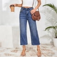 thumbnail image 5 of Capri Jeans for Women High Waisted Straight Leg Trendy Strechy Loose Straight Cropped Denim Jeans Pants with Pockets Sky Blue XL, 5 of 6