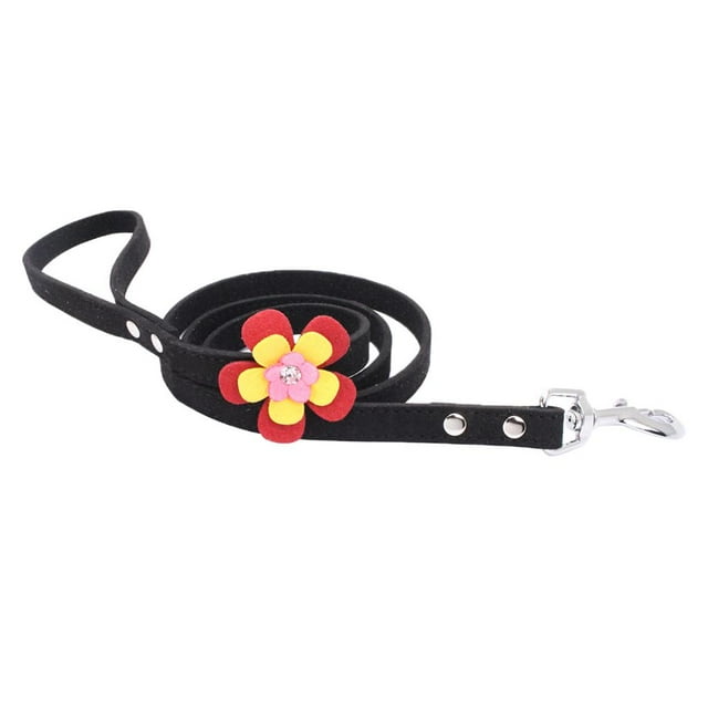 Correa de Perro Ajustable para Mascotas Flor Decorativa Collar de Micro Fibra Correa de Correa para Caminar jinwen Cuerda de tracción para correa de perro