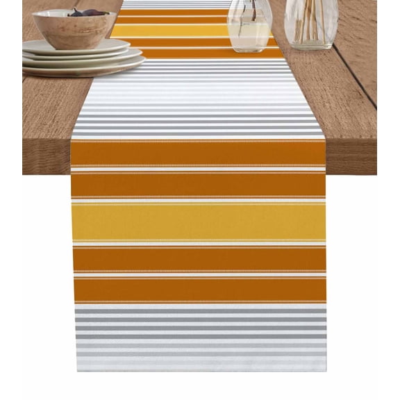 Hokiten Table Runners 90 Inches Long Dress Scarves, Orange Stripes Farmhouse Coffee/Dining/Kitchen Table Runner for Living Room, Modern Farmhouse Simple Vertical Lines 13x90 Inch
