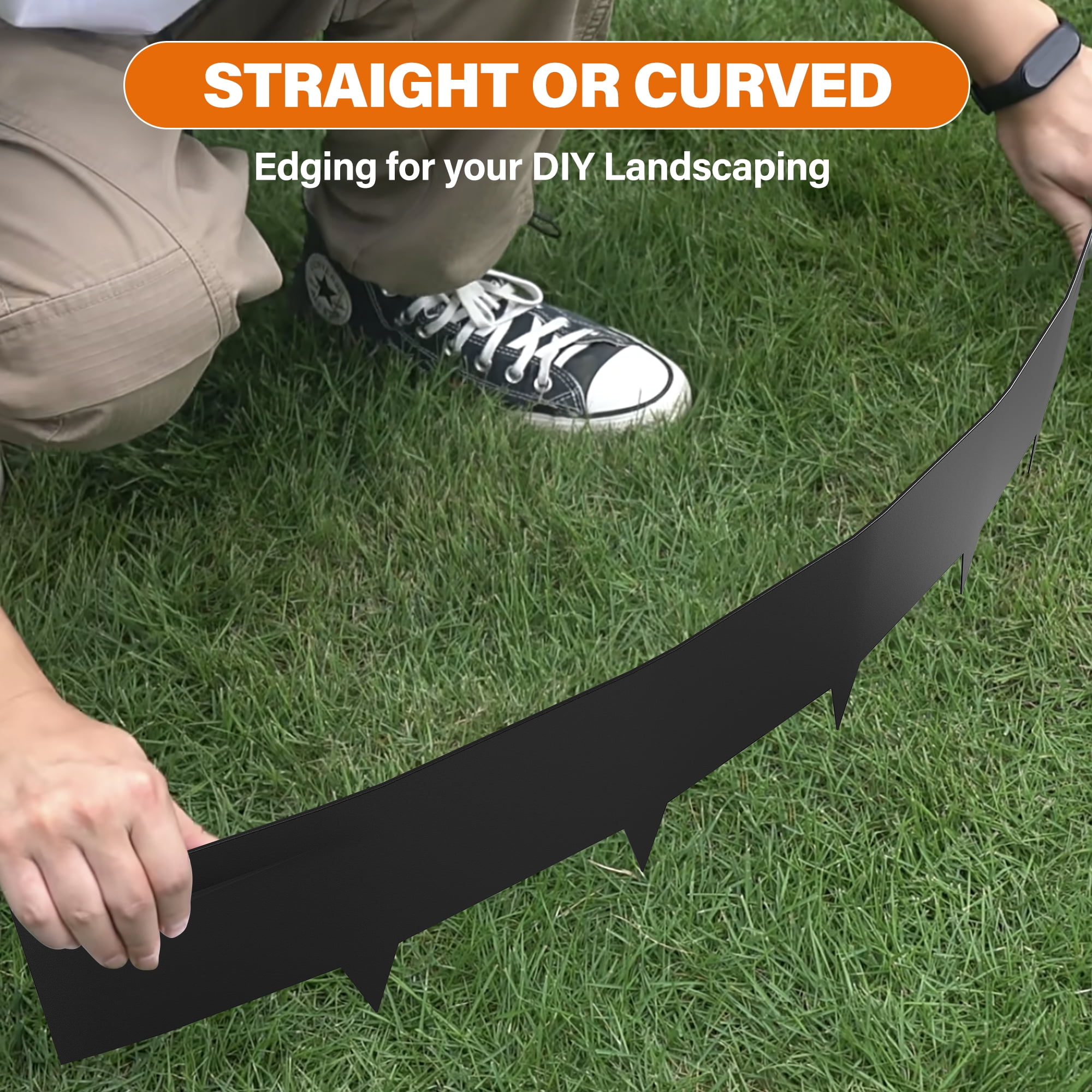 8" Black Metal Landscape Edging Corten Steel for Flower Bed Landscaping Garden Border Strips for Lawn Grass DIY Decorative Pathway Yard Plant Outdoor Landscape Divider Edge Stakes Hammer-in 6PCS