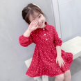 thumbnail image 4 of URMAGIC Toddler Baby Girl Cotton Fall Dress Dot Print Long Sleeve Button Down Kids Princess Party Dresses Sundress 1-2 Years, 4 of 13