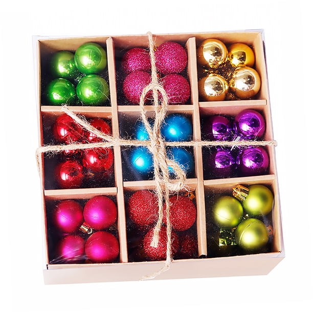 Kearding 99 Uds. Adornos de bolas de árbol de Navidad 3cm adornos de bolas de plástico caja de regalo combinación accesorios de decoración de fiesta Kits de decoración para fiestas Vistoso Kearding HA8972-02B