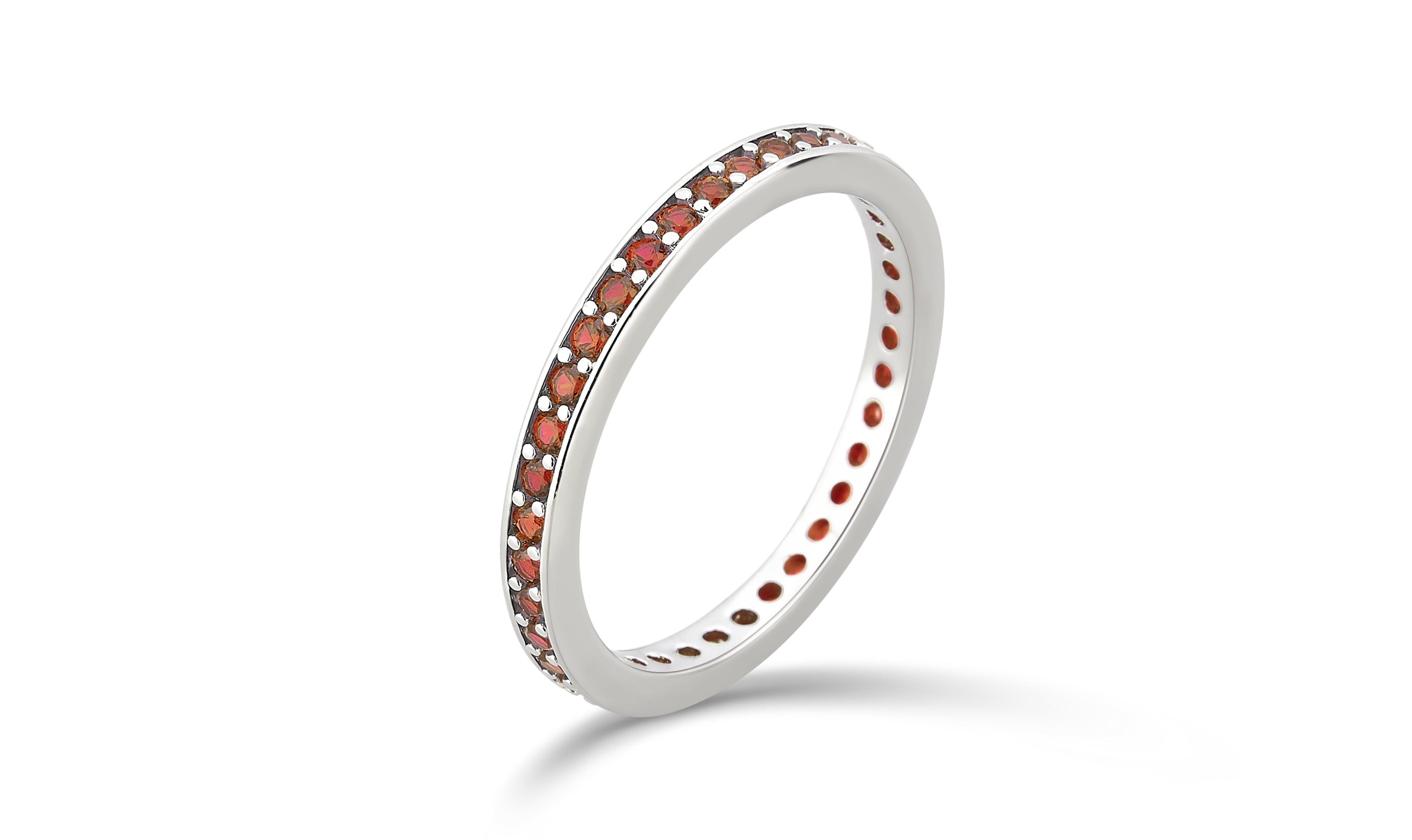 Arista Created Citrine Eternity Fashion Women's Wedding Band in Silver Overlay Brass