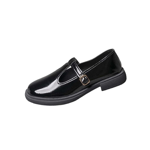 Wensltd Women Leather Shoes Casual Comfortable Soft Flat Shoes for Women Breathable Round Toe Walking Shoes Black