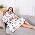 thumbnail image 5 of Oversized Wearable Blanket Hoodie,White Cow Black Spot Bow Pattern Sherpa Blanket Hoodie with Super Pockets,Super Warm Fuzzy Pullover for Women & Men, 5 of 6