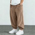 thumbnail image 2 of HAOTAGS Kids Sweatpants (1-13) Fleece-lined thickened Elastic Waist Side Pockets Sports Thin Corduroy Pants Khaki Size 5T, 2 of 6