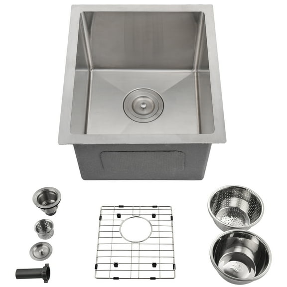 Nouveau 2025 Évier de Cuisine Encastré à Bol Unique de 32 Pouces, 32 x 19 x 10 Pouces, Poste de Travail Profond Fait à la Main sous le Comptoir, Évier à Bar en Acier Inoxydable avec Accessoires Intégrés, avec Panier-Tamis