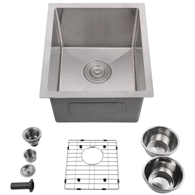 2025 New Kitchen Sink for Single Bowl, Undermount Kitchen Sink Stainless Steel Sink Kitchen Sinks, with Basket Strainer, Drying Rack, Stainless Steel Drain Basin Bowl