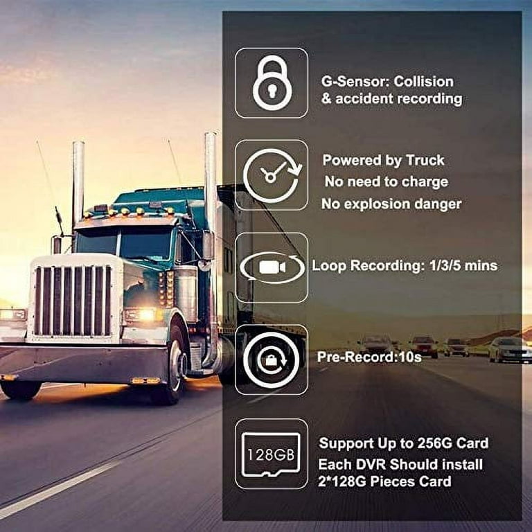 VSYSTO 3CH Truck Dash Camera with GPS DVR Recorder Waterproof Vehicle  Backup Camera 1080P Front&Sides&Rear View Safety Camera for Semi Truckers  RVs
