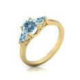 thumbnail image 5 of Round and Pear Cut Natural Aquamarine Gemstone Ring in 14K Yellow Gold ( Size: 7.5), 5 of 6