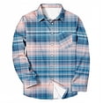 thumbnail image 5 of Men's Plaid Shirts Casual Button Down Shirt Jackets Long Sleeve Stylish Regular Fit Coats with Pockets Fall Soft Outwear (XL, Blue), 5 of 5