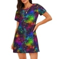 thumbnail image 1 of Disketp Bright Universe para Camisón Corto de Manga Corta para Mujeres, Camisón Cómodo con Escote Redondo, Bonito y Confortable, 1 of 6