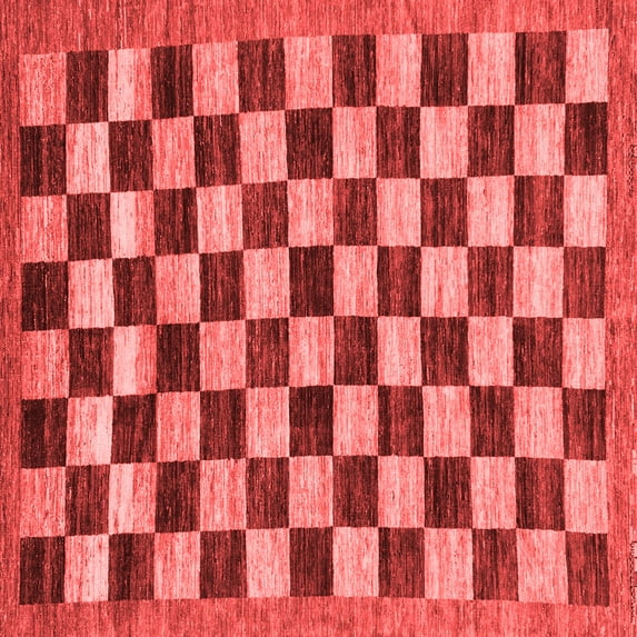 Ahgly Company Indoor Square Checkered Red Modern Area Rugs, 8' Square